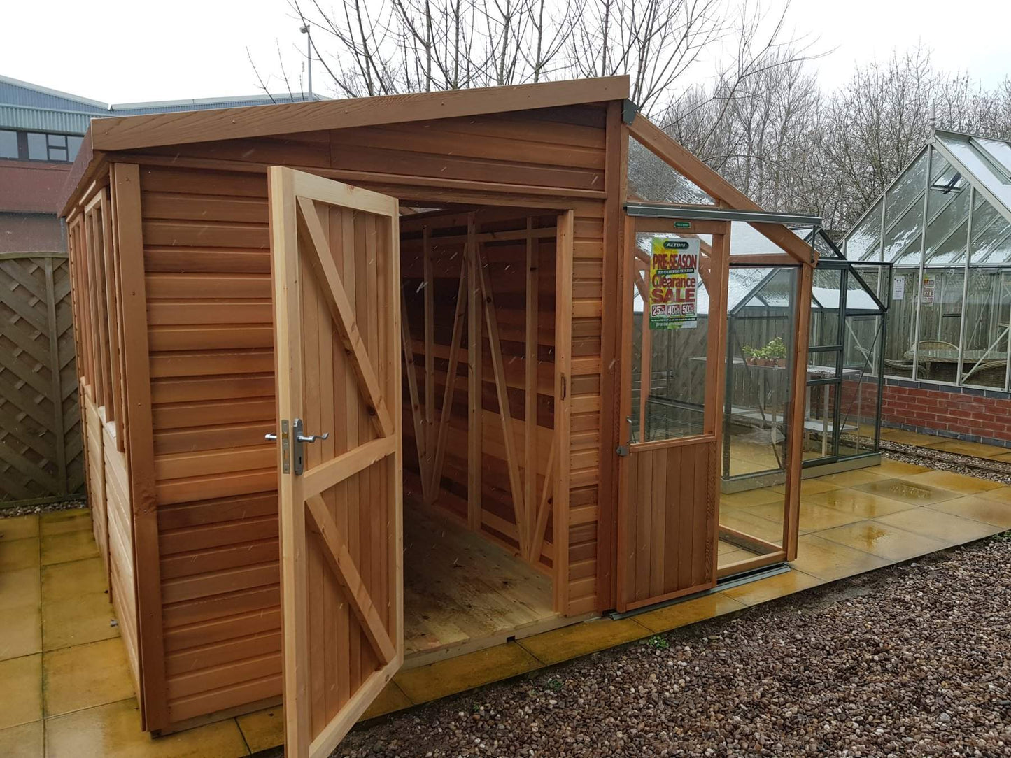 Alton Fusion Cedar Greenhouse Half workshop Half greenhouse.