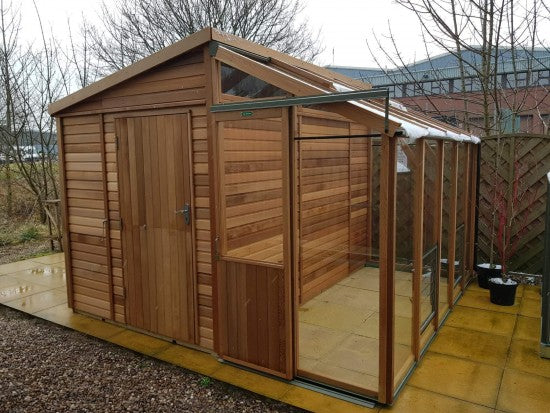 Alton Fusion Cedar Greenhouse Half workshop Half greenhouse.