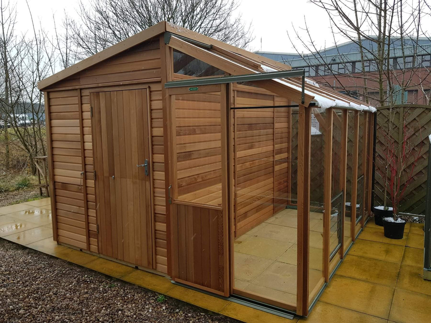 Alton Fusion Cedar Greenhouse Half workshop Half greenhouse.