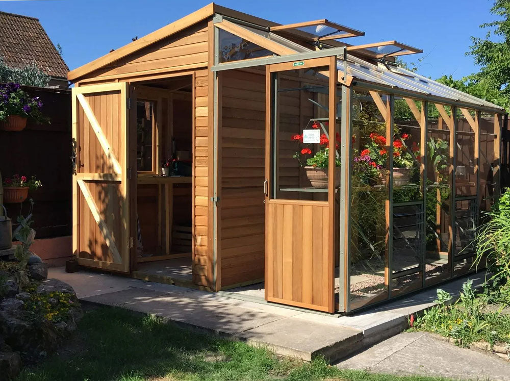 Alton Fusion Cedar Greenhouse Half workshop Half greenhouse.