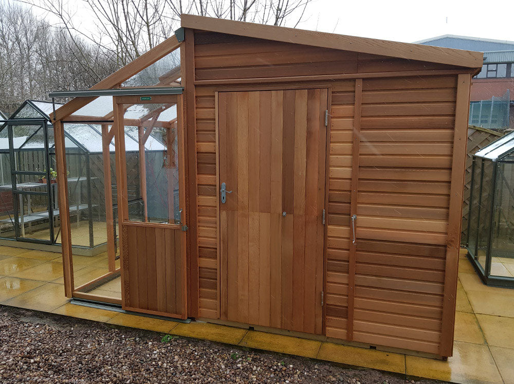 Alton Fusion Cedar Greenhouse Half workshop Half greenhouse.