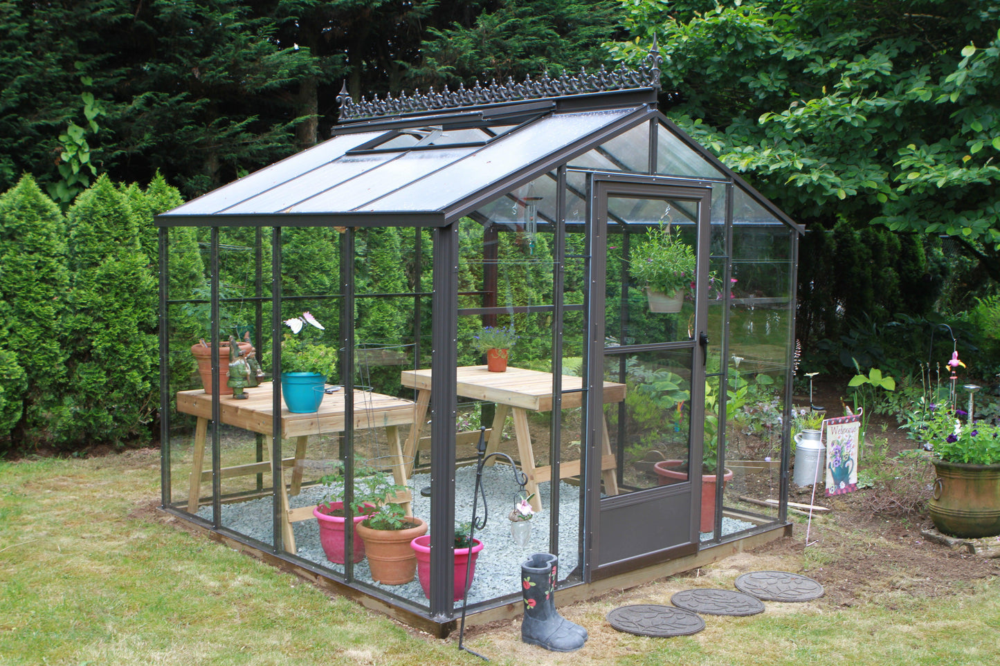 Cross Country Legacy 8X8 Glass Greenhouse with Polycarbonate Roof