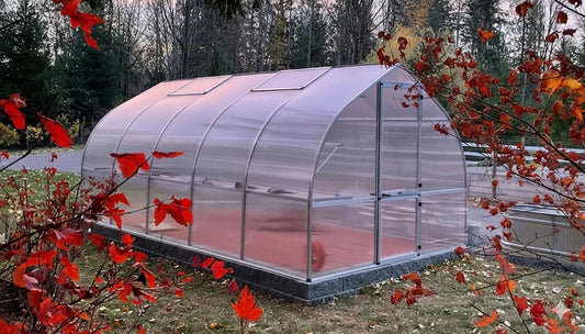 Riga curved-dome polycarbonate greenhouse installed in backyard