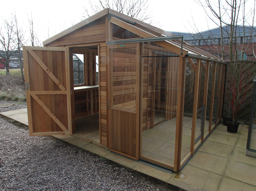 Alton Fusion Cedar Greenhouse Half workshop Half greenhouse.