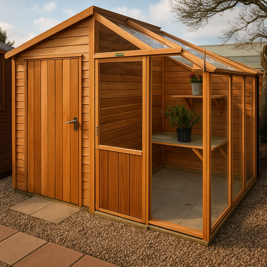 Alton Fusion Cedar Greenhouse Half workshop Half greenhouse.