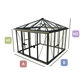 Janssens Pyramid 10' x 10' glass greenhouse (10' 2" x 10' 2") render