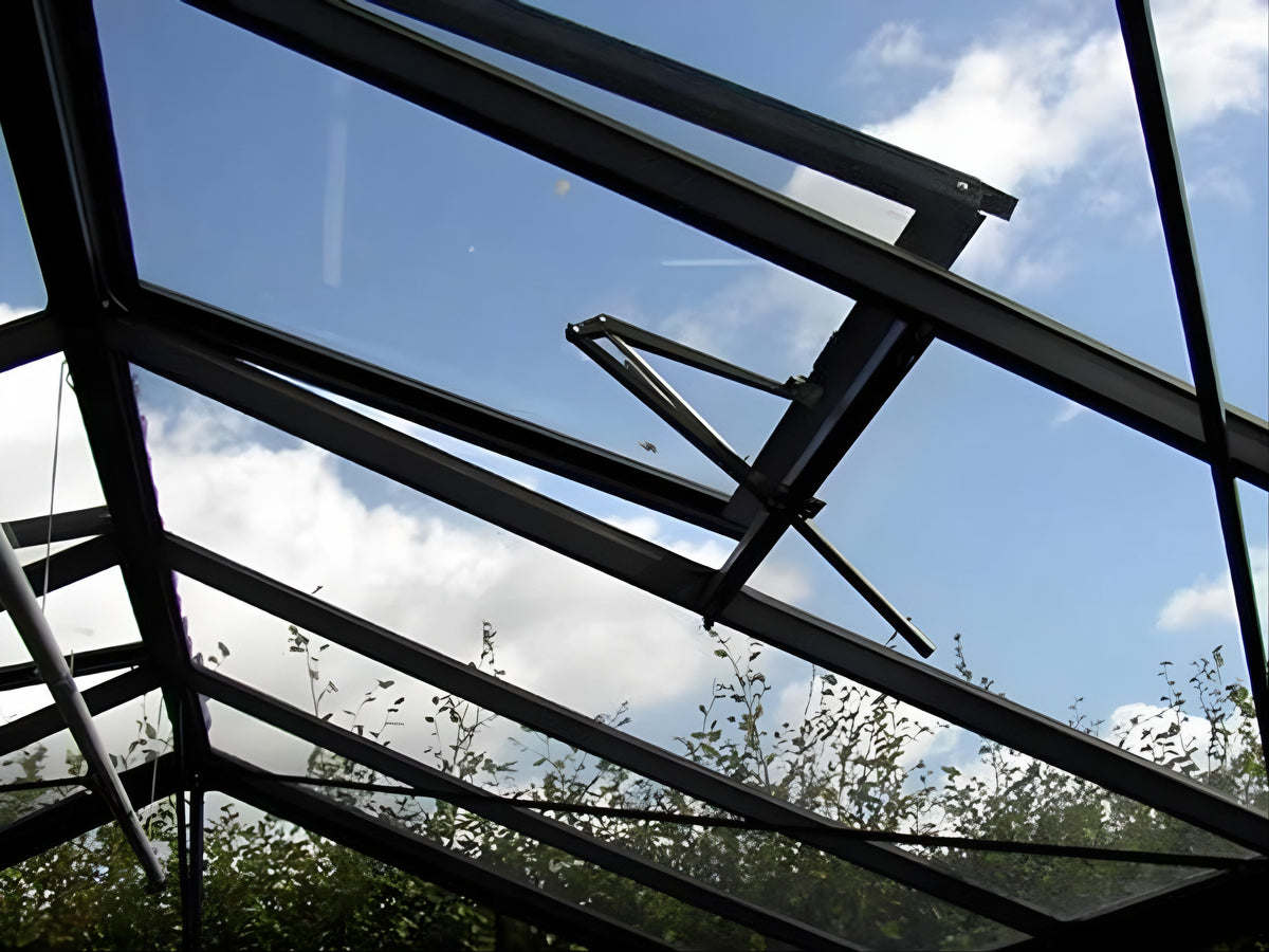 Royal Victorian greenhouse roof window with an automatic opener
