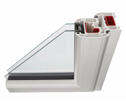 Cross-section of the Nordic 28 mm double-glazed Low-E glass unit in its frame