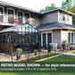 Black Janssens Retro Victorian greenhouse beside a home – larger Retro model shown for style reference; the Retro 23 is 7'9" x 10'2"