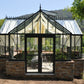 Black Royal T-Shaped Victorian Antique Orangerie on a stone base in a garden