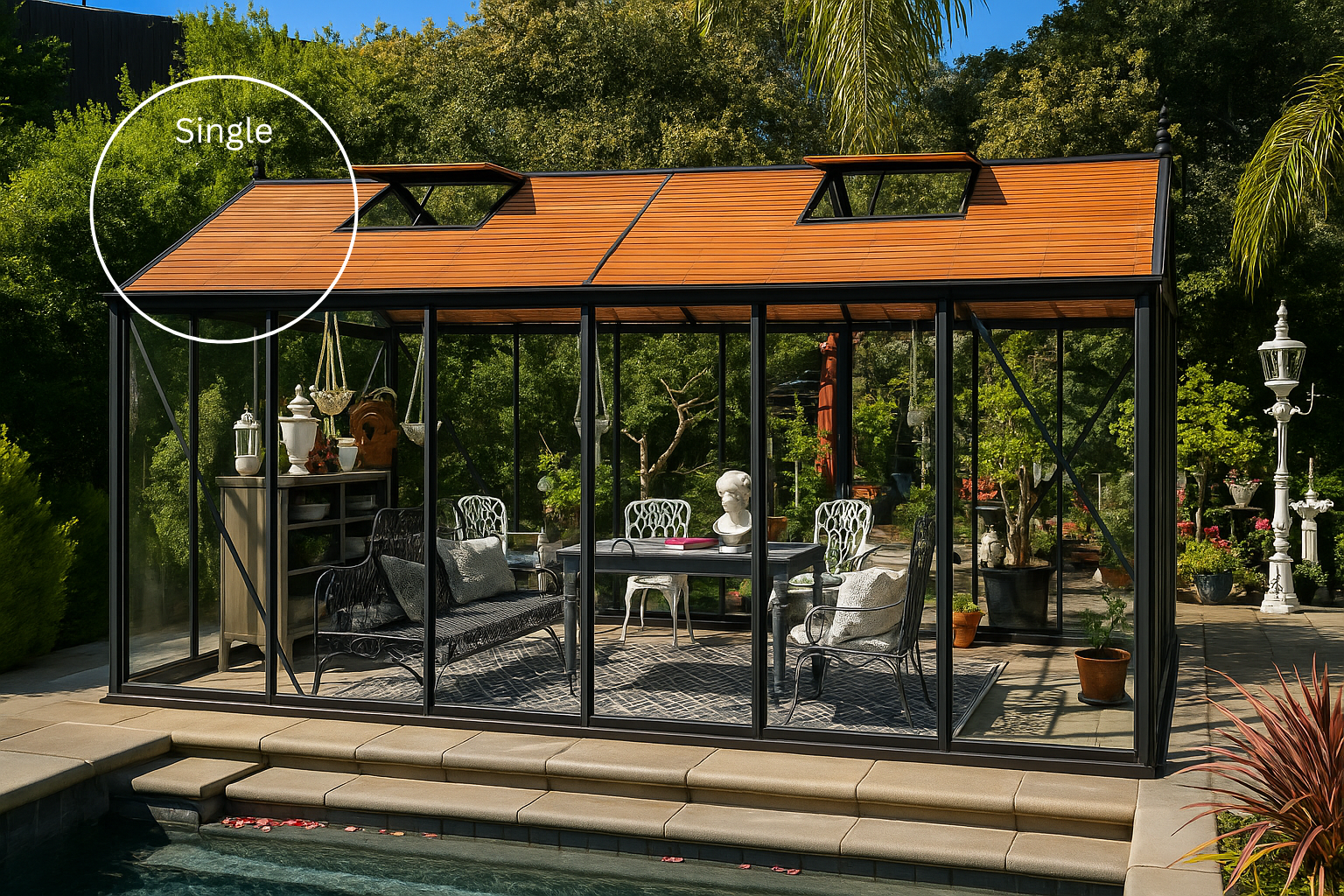 Exaco Wood Slatted Shades for greenhouses and outdoor styles