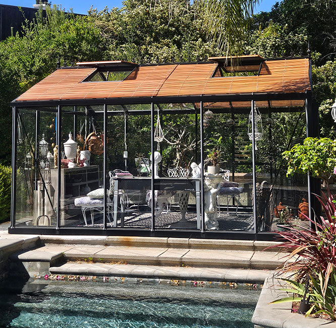 Exaco Wood Slatted Shades for greenhouses and outdoor styles