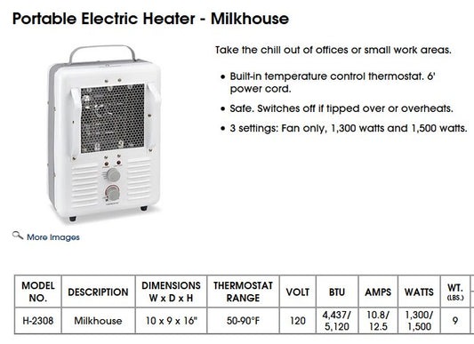 Greenhouse heater- Milkhouse