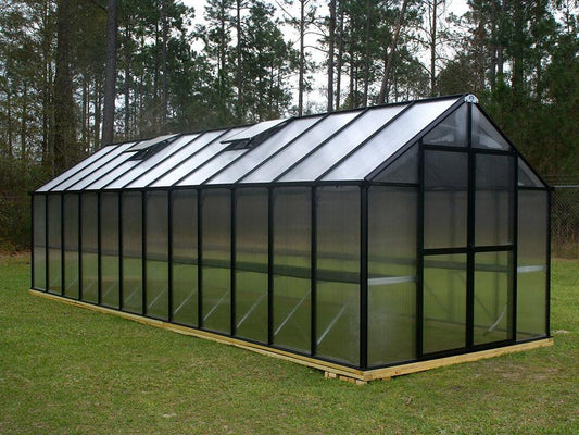 Riverstone MONT polycarbonate greenhouse 8x24 – base and foundation detail