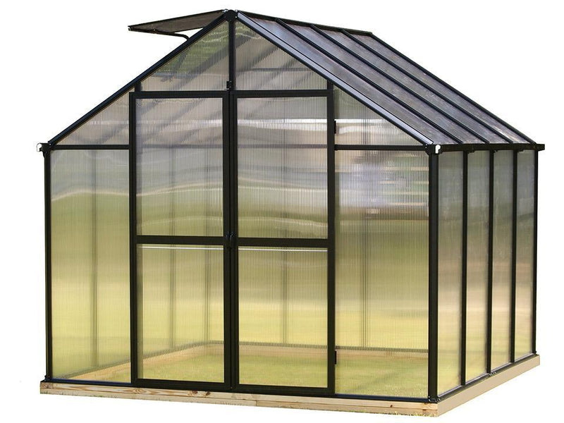 Riverstone MONT polycarbonate greenhouse 8x8 – base and foundation detail