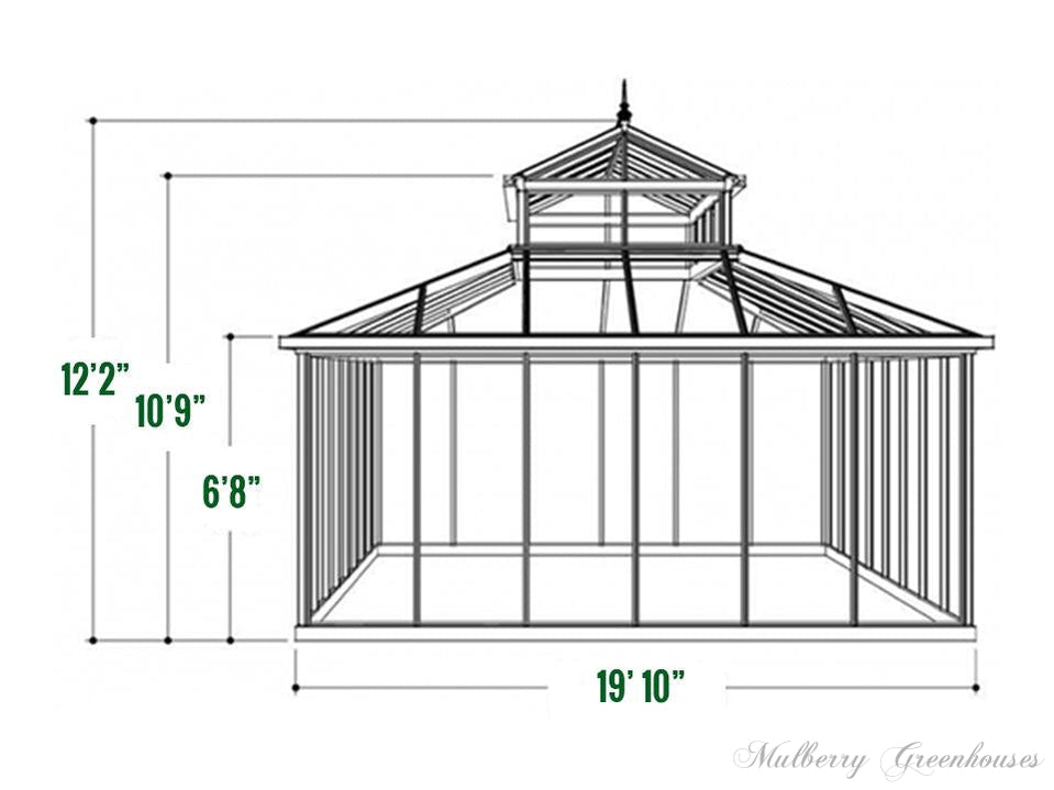 Janssens Cathedral Victorian Orangerie 15x20 front elevation drawing with heights